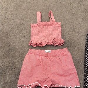 Red Gingham Crop Top and Shorts Set
